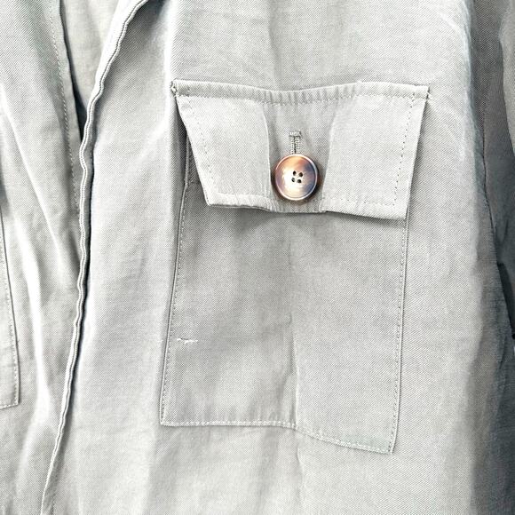 Zara Size XL‎ Long Sleeve Lightweight Jacket Green Ruffle Bottom Pockets Casual - Picture 3 of 4